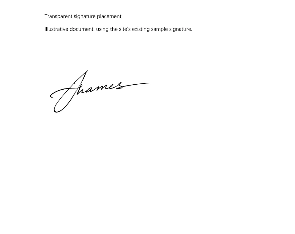 Existing sample signature inserted into a Word document and exported to PDF